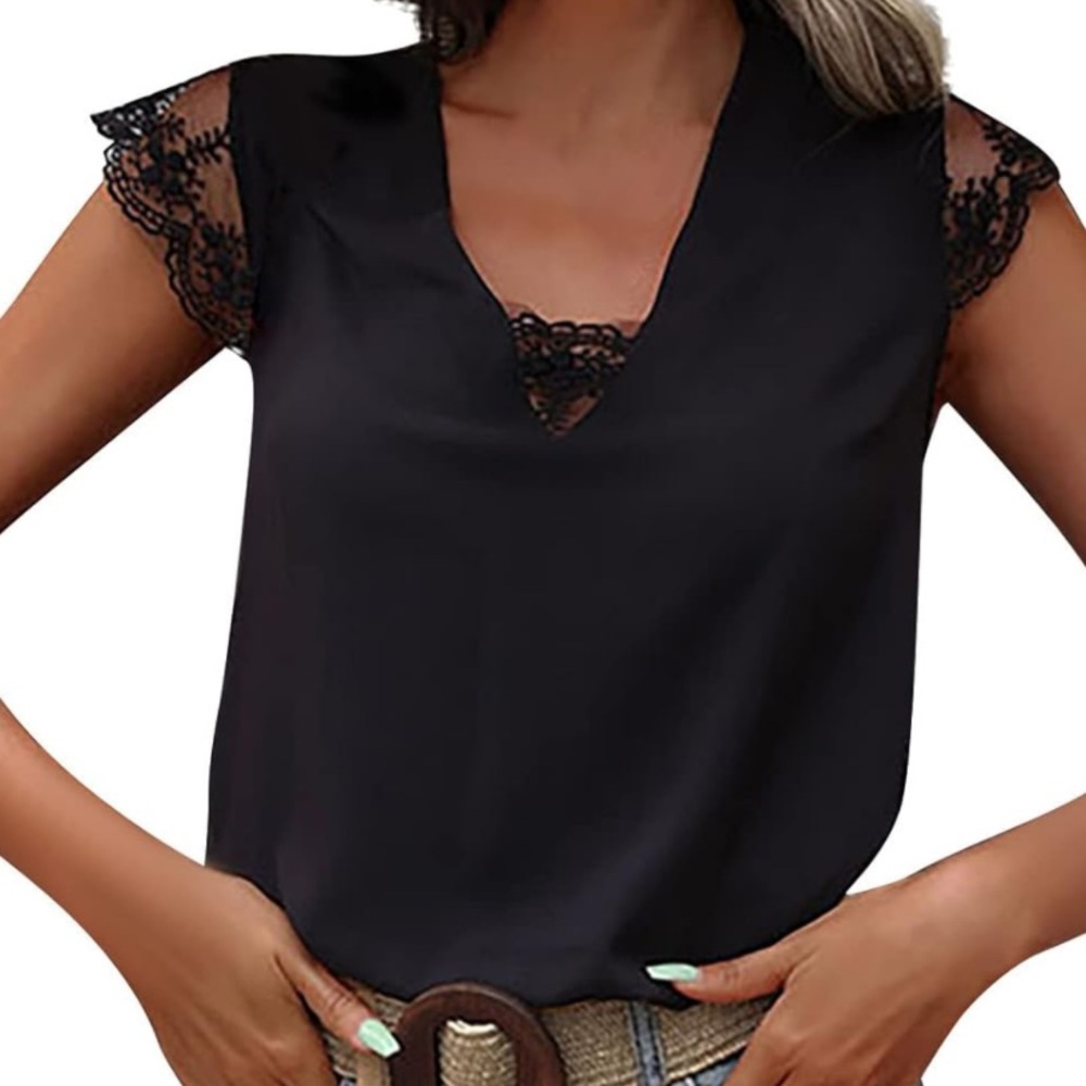 Black Lace Tunic Top